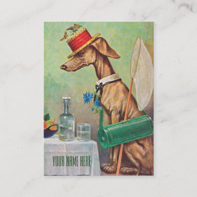 Lepidopterist / Dog Sitter Vintage Business Card (Front)