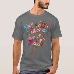 Lepidopterist Sakura Cherry Blossom Insect Flower T-Shirt