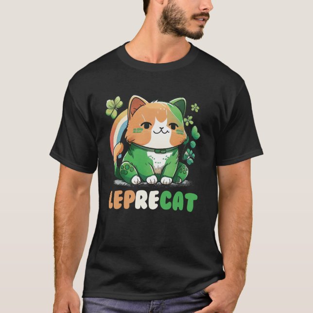 Leprecat Cute Irish Cat St Patricks Catricks Day K T-Shirt (Front)