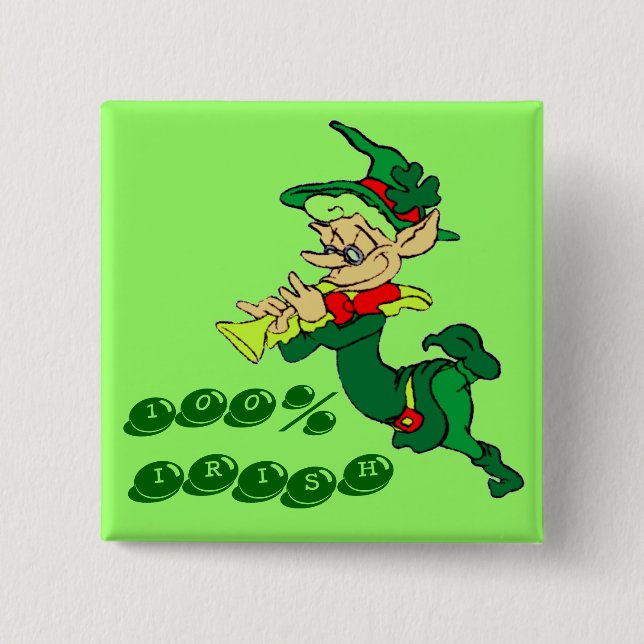 Leprechaun 100% IRISH Pinback Button (Front)