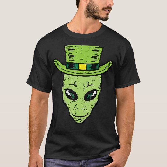 Leprechaun Alien Head St Patricks Day Space Men Wo T-Shirt (Front)