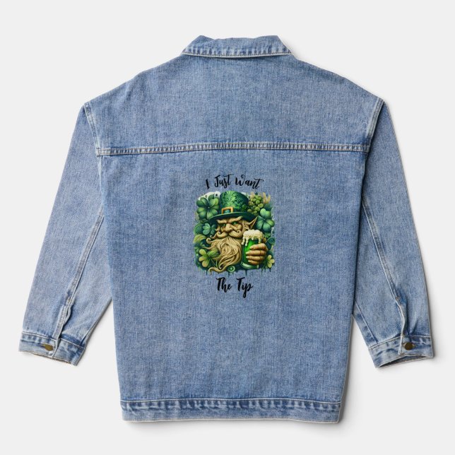 Leprechaun And Beer Denim Jacket (Back)