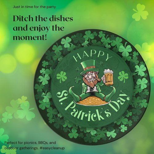 Leprechaun and Beer St Patricks Paper Plate