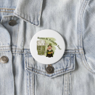 Leprechaun and Green Beer St. Patrick's Day Button
