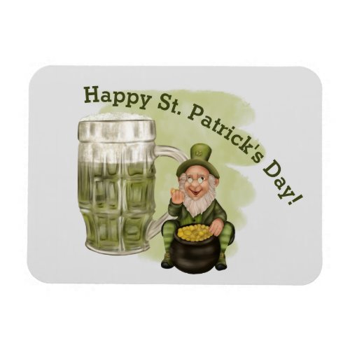Leprechaun and Green Beer St Patricks Day Magnet
