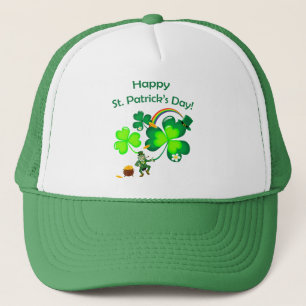 Leprechaun and Shamrock Trucker Hat