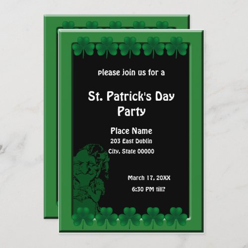 Leprechaun and Shamrocks St Patricks Day Party Invitation