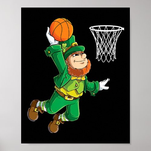 Leprechaun Basketball Dunk St Patricks Day Boys Me Poster