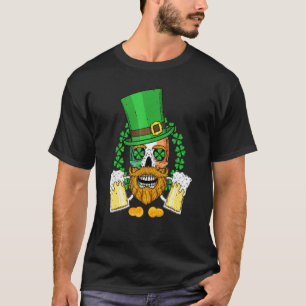 Leprechaun Bearded Skull Drink Beer For St Patrick T-Shirt