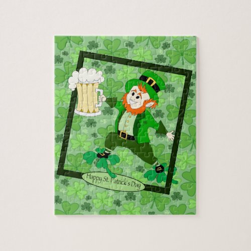Leprechaun  Beer Happy St Patricks Day Jigsaw Puzzle