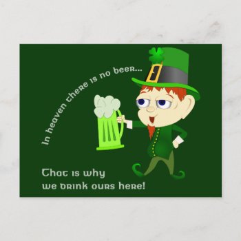 Leprechaun Beer St. Patrick's Day Postcard by ChiaPetRescue at Zazzle