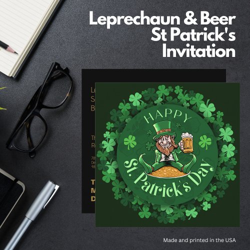 Leprechaun  Beer St Patricks  Invitation