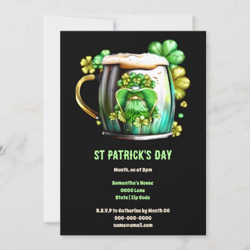 Leprechaun beer tankard gargle Irish holiday fun Invitation