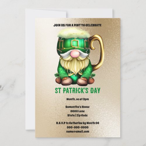 Leprechaun beer tankard Irish shennanigans party Invitation