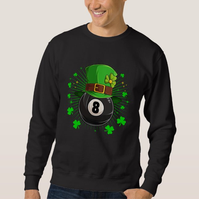 Leprechaun Billiards Pool St Patricks Day Shamrock Sweatshirt (Front)