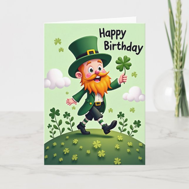 Leprechaun Birthday Fun Card (Front)