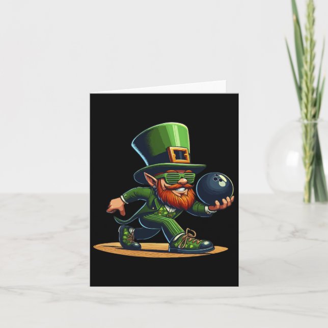 Leprechaun Bowling Bowler Tee St.patricks Day Kids Card (Front)