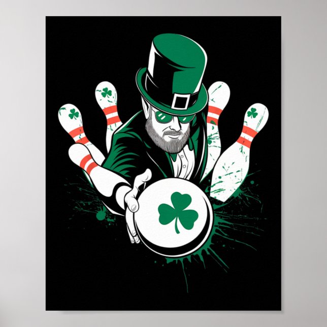 Leprechaun Bowling St. Patrick’s Day Lucky Men Boy Poster (Front)