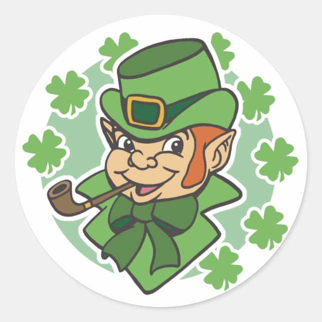 Leprechaun Cartoon St. Patrick's Day Classic Round Sticker (Front)