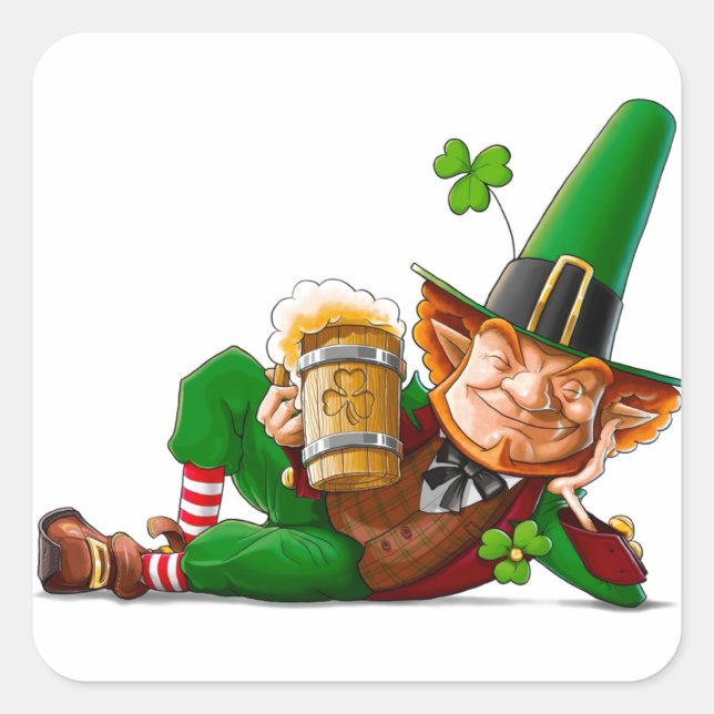 Leprechaun Cheer Square Sticker (Front)