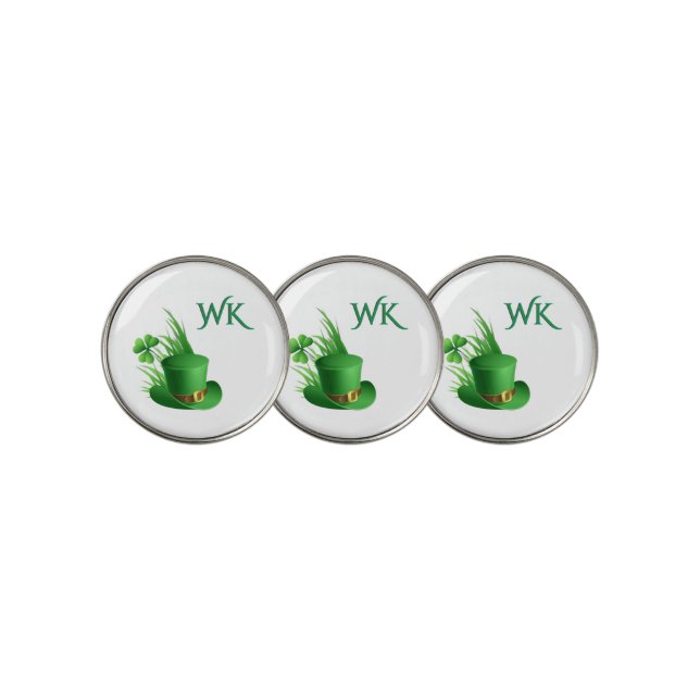 Leprechaun Clove Hat in Grass Mongram Golf Ball Marker (3 Up)