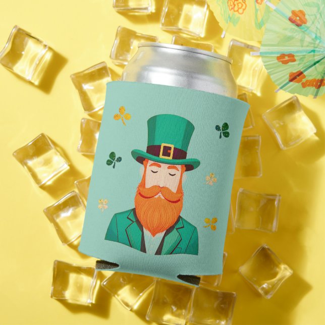 Leprechaun Clover Shamrock Patrick's Day Can Cooler (In Situ Summer)