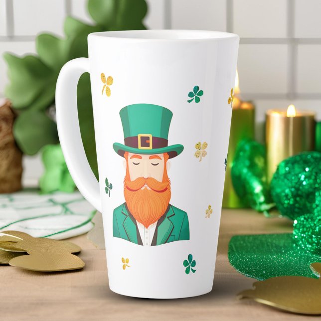 Leprechaun Clover Shamrock Patrick's Day Latte Mug (Creator Uploaded)