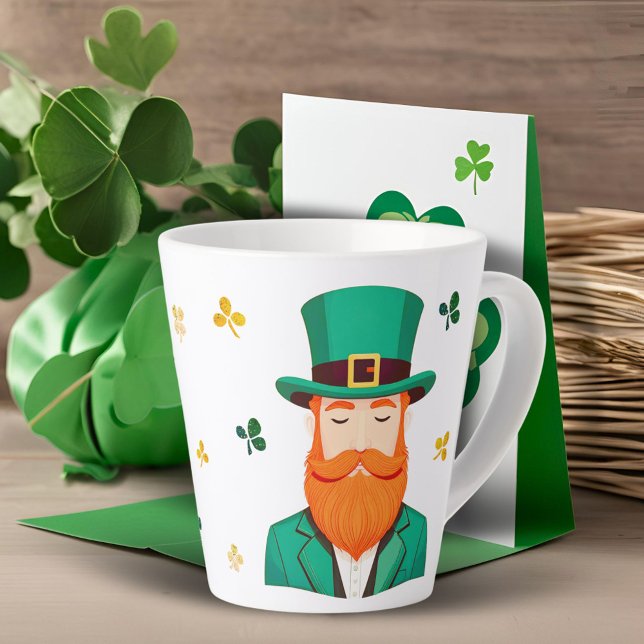 Leprechaun Clover Shamrock Patrick's Day Latte Mug (Creator Uploaded)