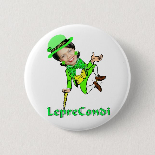 Leprechaun Condoleezza St. Patrick's Day Button (Front)