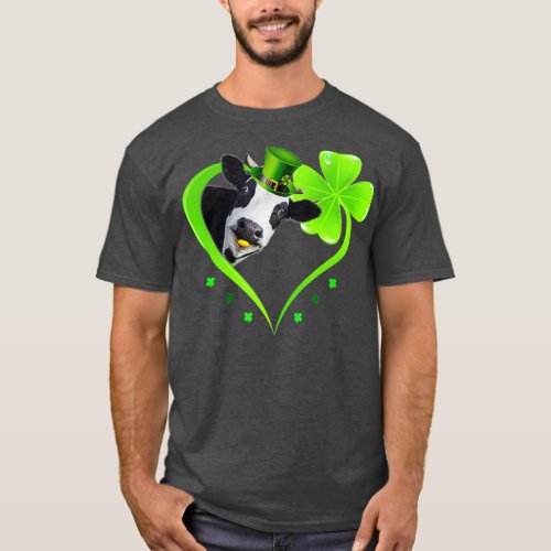 Leprechaun Cow Shamrock Heart St Patricks Day T_Shirt