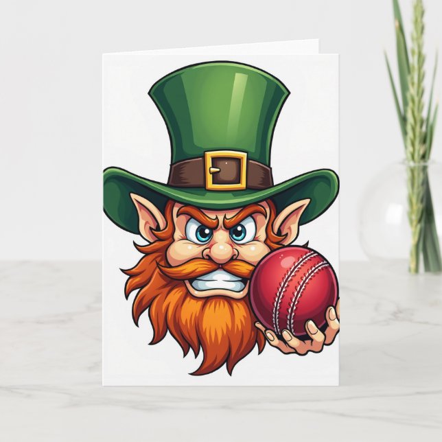 Leprechaun Cricket Ball Irish Card (Front)