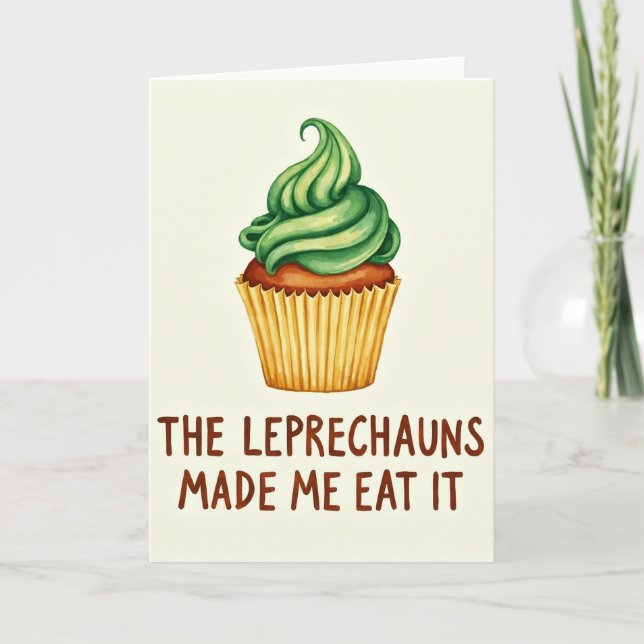 Leprechaun Cupcake Made Me Card (Front)