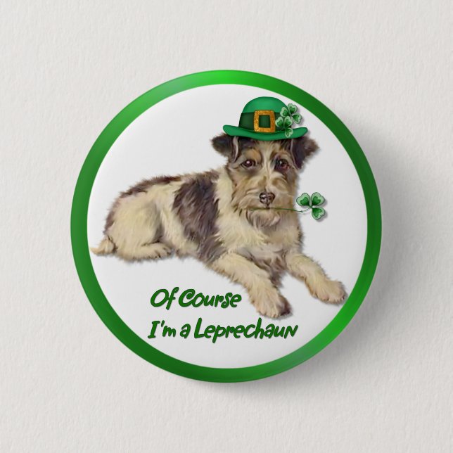 Leprechaun Dog Pinback Button (Front)
