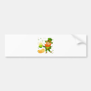 Leprechaun Drinking Beer St. Patrick's Day Bumper Sticker