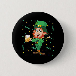 Leprechaun Drinking Beer St. Patrick's Day Button