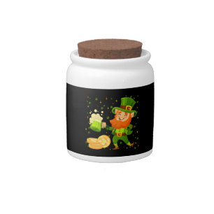 Leprechaun Drinking Beer St. Patrick's Day Candy Jar