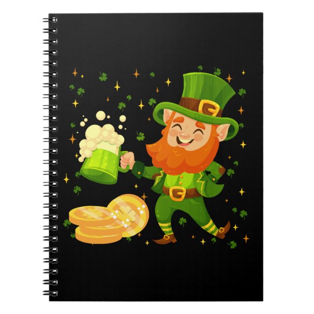 Leprechaun Drinking Beer St. Patrick's Day Notebook (Front)