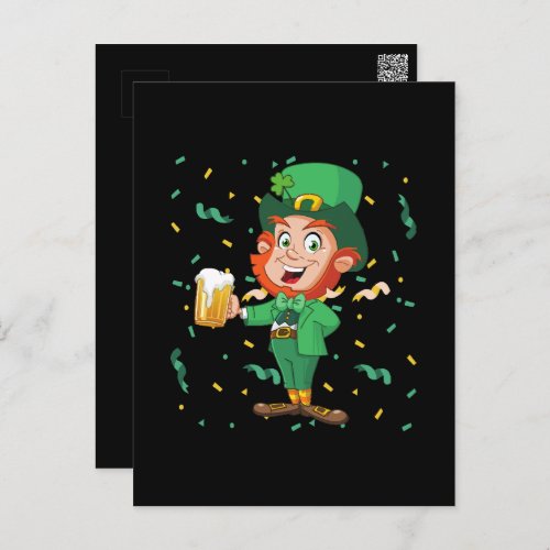 Leprechaun Drinking Beer St Patricks Day Postcard