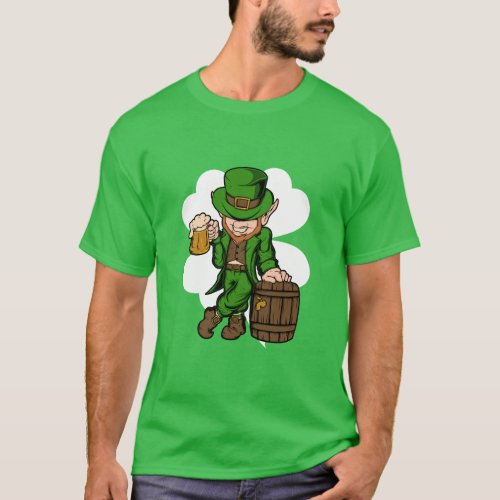 Leprechaun Drinking Beer  T_Shirt