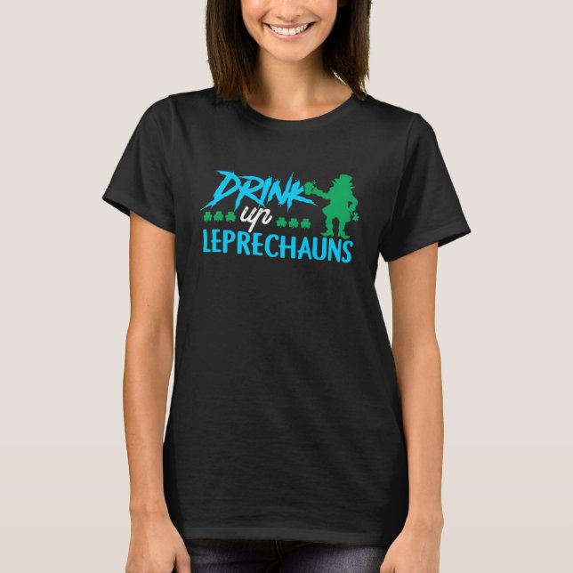 Leprechaun Drinking Irish St Patricks Day  Drinkin T-Shirt (Front)