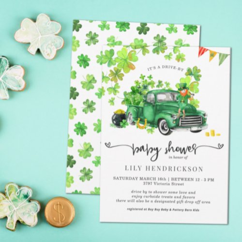 Leprechaun  Drive_By Baby Shower Invitation