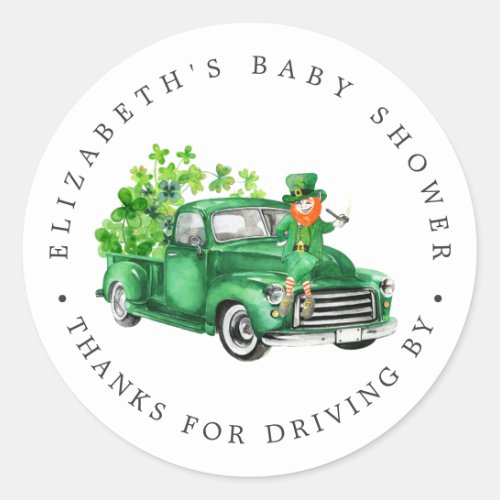 Leprechaun  Drive_By Baby Shower Thank You Favor Classic Round Sticker