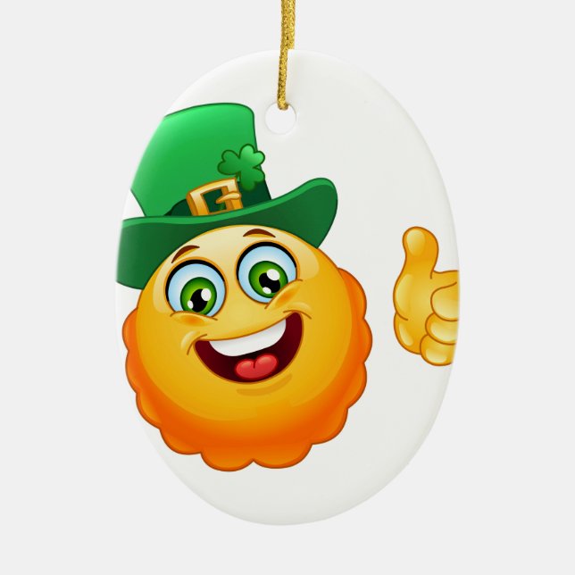 leprechaun emoji ceramic ornament (Front)
