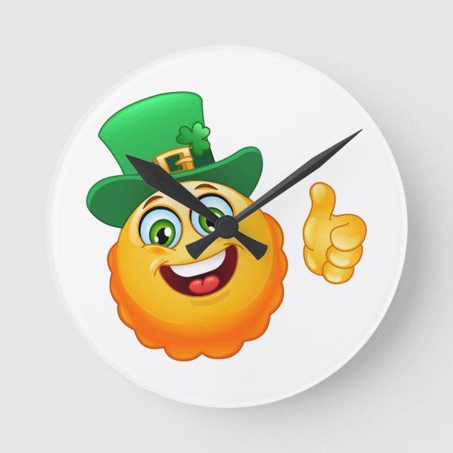 leprechaun emoji round clock (Front)