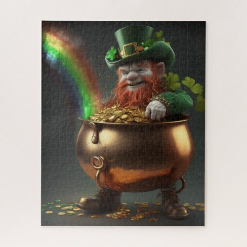 Leprechaun Finds Pot Of Gold Under Rainbow Jigsaw Puzzle