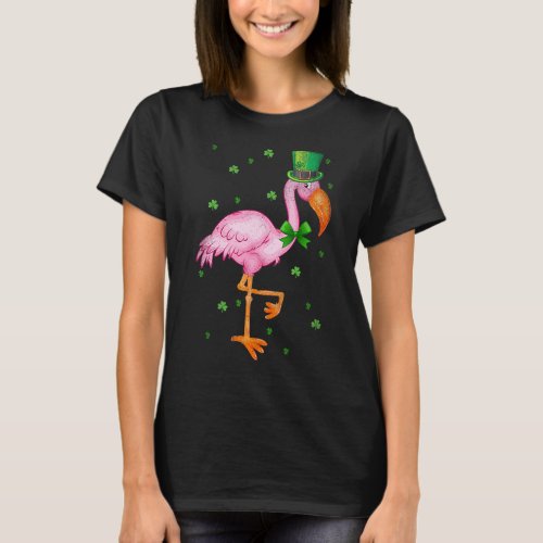 Leprechaun Flamingo Shamrock St Patricks Day Anima T_Shirt