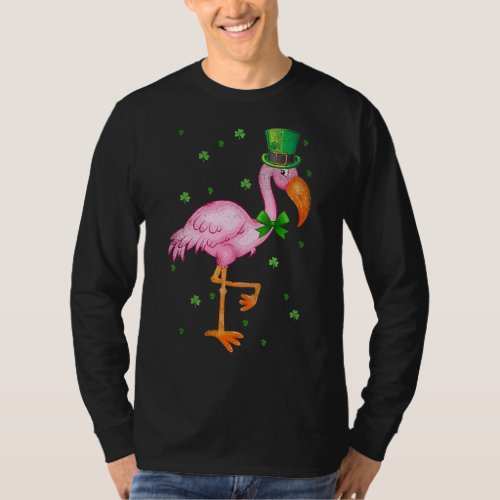 Leprechaun Flamingo Shamrock St Patricks Day Anima T_Shirt