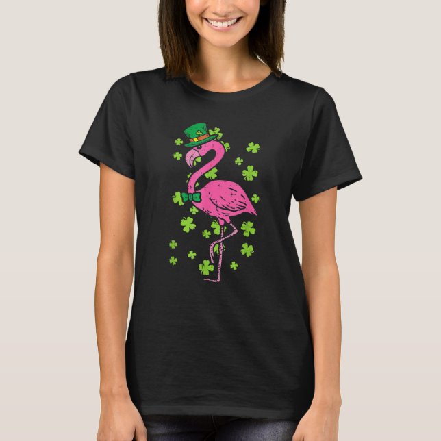 Leprechaun Flamingo Shamrock St Patricks Day Anima T-Shirt (Front)