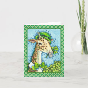 LEPRECHAUN GIRAFFE, COLORFUL ST. PATRICK'S DAY HOLIDAY CARD