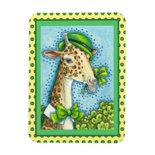 LEPRECHAUN GIRAFFE, COLORFUL ST. PATRICK'S DAY MAGNET